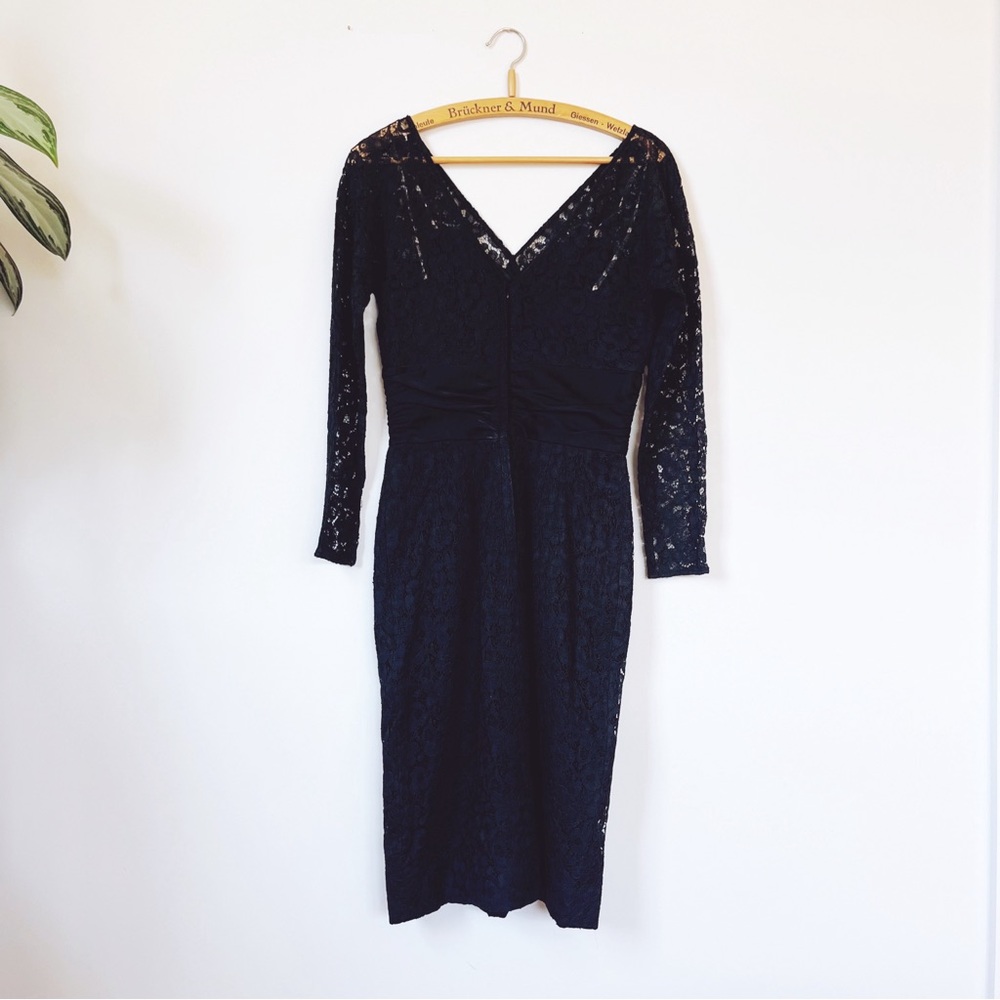 Vintage 1960s Black Lace DeTrano by Georgette Cocktail Dress